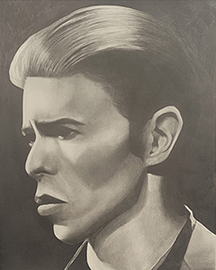Image of Evelyn Herczyk's graphite drawing, Bowie Portrait.